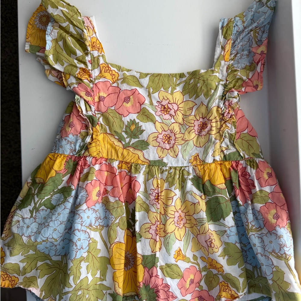 Janie and Jack Floral Flutter Sleeve Top Size 4 Girls